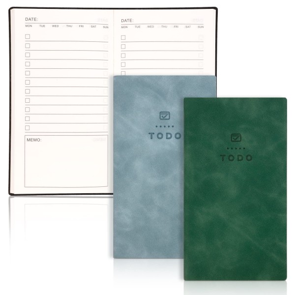 Att göra-lista Notebook, 2st A6 Daily Planner Pocket Notebook med 196 sidor, mjukt PU- cover, bokmärken, uppgiftslista