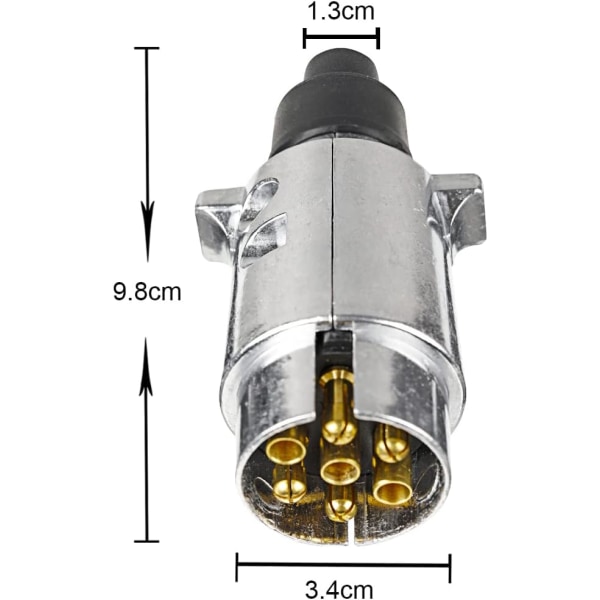 7-pinners metall tilhengerkontakt, 12V vanntett 7-pinners metall tilhengerkontakt hannkontakt, for campingvogn RV bilbåt (aluminiumslegering)