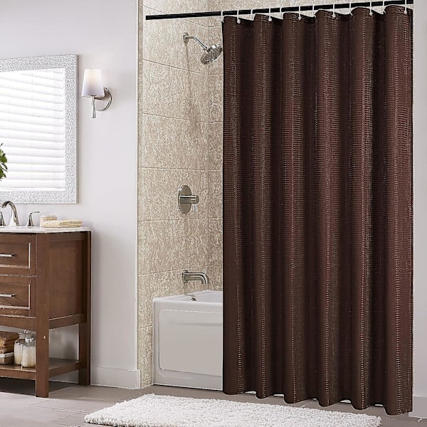 Brunt Bruseforhæng, vaffelvævet tekstureret stof bruseforhæng til badeværelse - blødt stof og hotel spa luksus, vandtæt 150*180cm brown 150*180cm