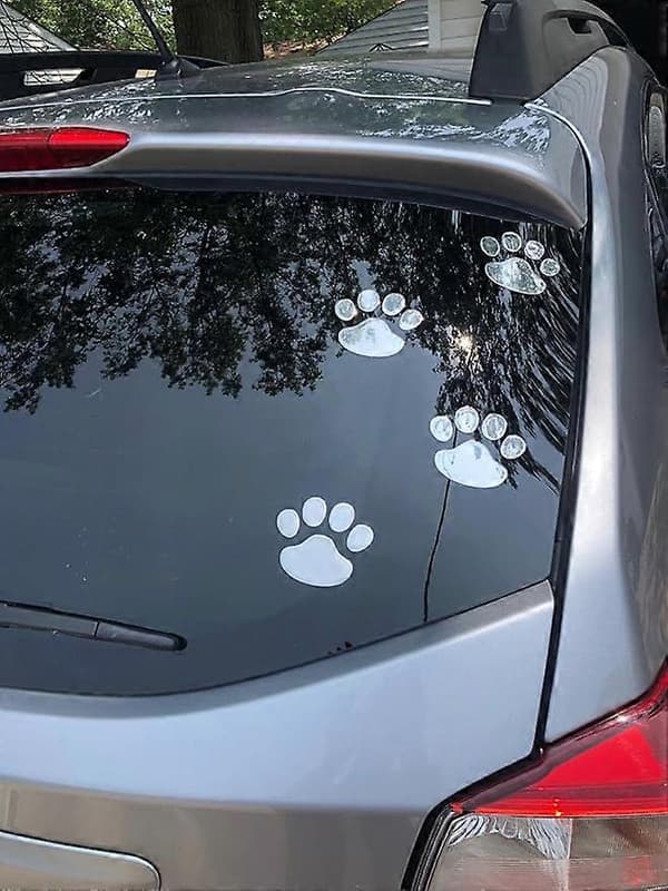 4 kpl 3D kromiset koiran tassunjälki autotarrat