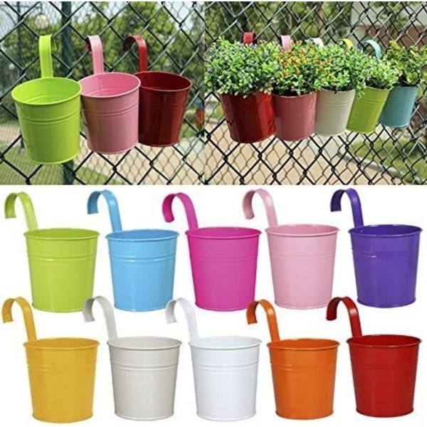 10 x Metalljärn Blomkruka Vas Hängande Balkong Trädgård Planter Heminredning