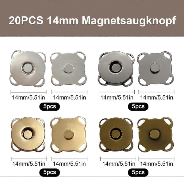 20 stk. magnetiske tryklåse, med syhuller tryklåse