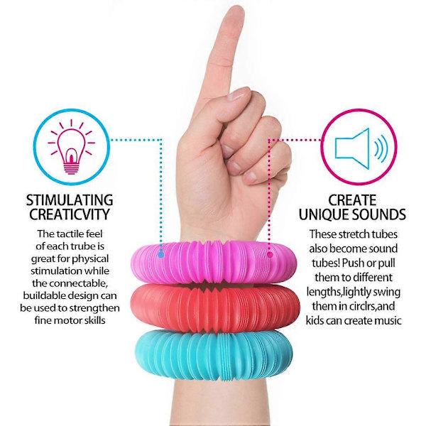 Fidget Pop Tube Legetøj til Børn og Voksne Pop Multi-Farvede Rør Sensorisk Legetøj - 4 Pak