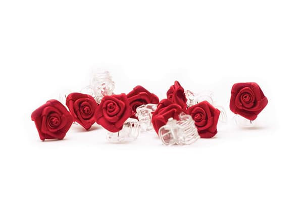 10 x hårklämmor blommor - brudhåraccessoarer - roshårklämma - vinröd red