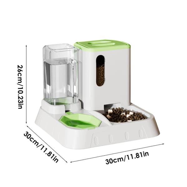 Automatiske kattefoderautomater, Automatiske kattefoderautomater, Transparent automatisk mad- og vanddispenser, Foderforsyninger med stor kapacitet og skridsikker bund (Grøn)