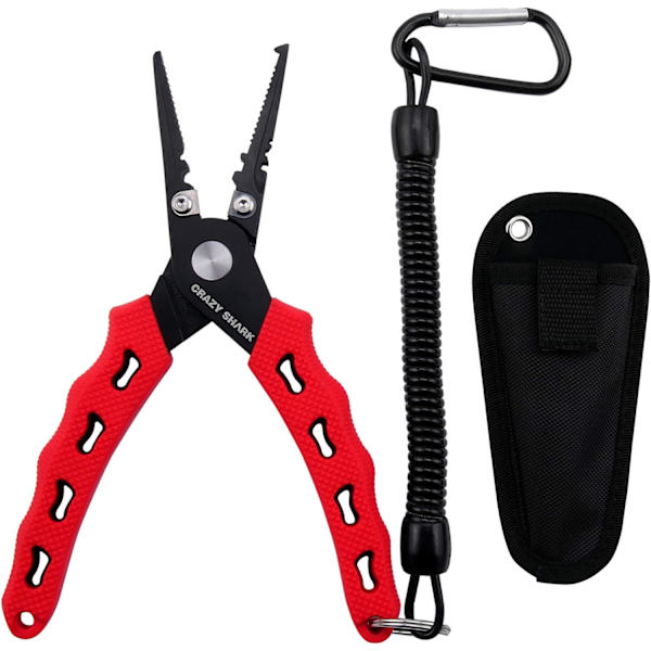 Fiskepliers, rostfritt stål fiskeverktyg, saltvattenbeständig fiskeutrustning, split ring pliers fiskegåvor för män (röd) Red