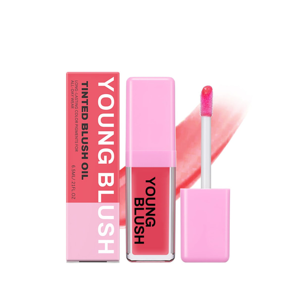 Blushers för kinderna Makeup - Långvarig Liquid Blush - Smetningssäker och vattenfast nyans Blush med svampapplikator (02) 2