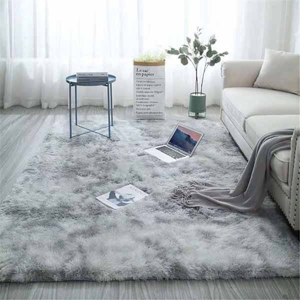 Mjuk matta sovrum lurvig matta lurviga mattor fluffiga färgglada batikmattor matta ny ljusgrå 120 x 200 cm Light Gray 120 x 200 cm