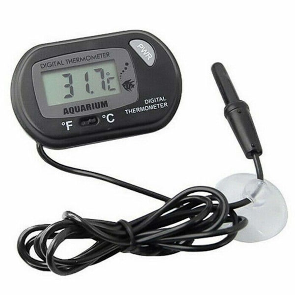 LCD-akvarietemperaturmätare, digital termometer med sugkopp, digital akvariefisktermometer, termometer med sond