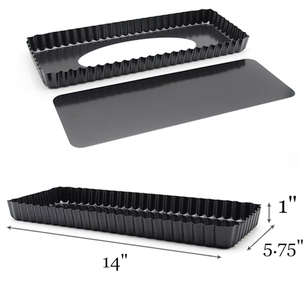 2-pack rektangulära pajformar med lyftbar botten, non-stick belagd quicheform, pajform, pajform, 36x15x3cm