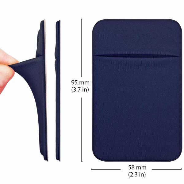 Mobillomme Selvklebende kortholder Stick On Wallet Sleeve med 3M selvklebende kort-ID Kredittkort Minibankkortholder 2 pakke (blå) Blue
