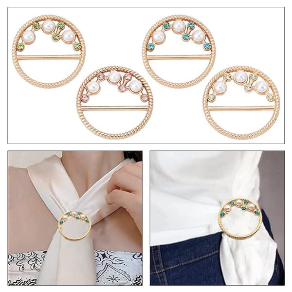 8 st metallkläder wrap cirkelklämma spänne silke sjal ringklämmor runda strass sjal ring spänne för klänning midja hatt dekor
