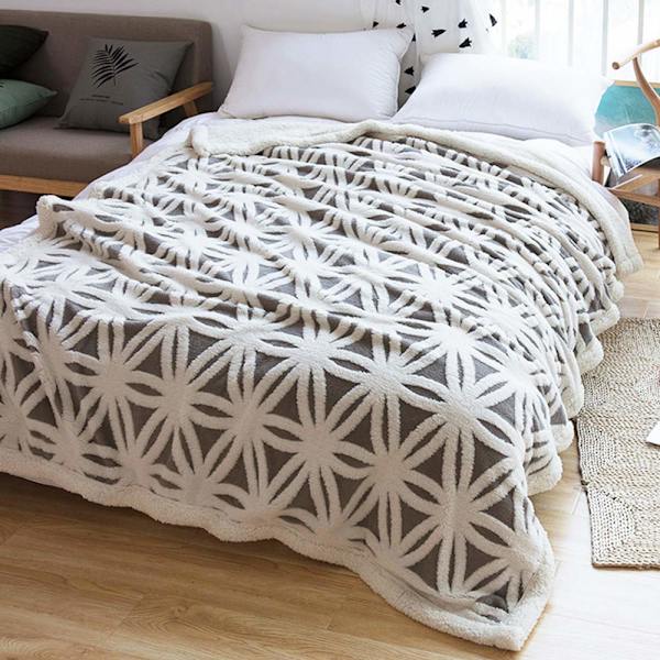 Blødt tæppe til sofaen - Varmt Sherpa-flannel tæppe til sofaen, tykt tæppe til sofaen, fluffy tæppe til sofaen grey 130*160cm