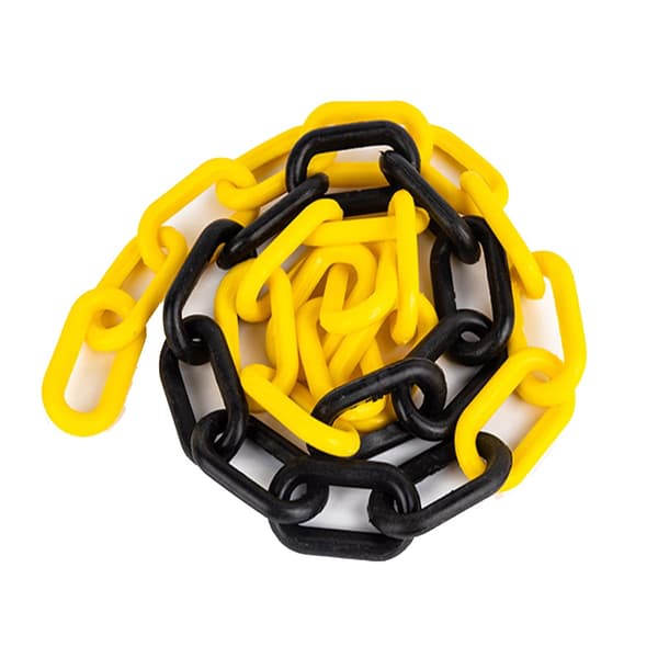 5m x 6mm Plastikkæde til Parkeringsbarriere, Havepynt, Assorterede Farver (Gul & Sort)