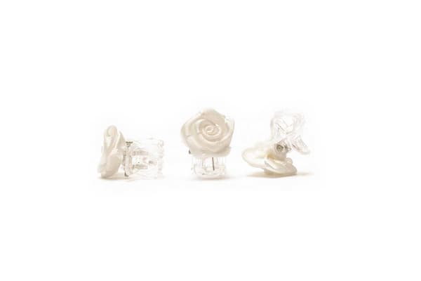10 x hårklämmor blommor - brudhåraccessoarer - roshårklämma - vit white