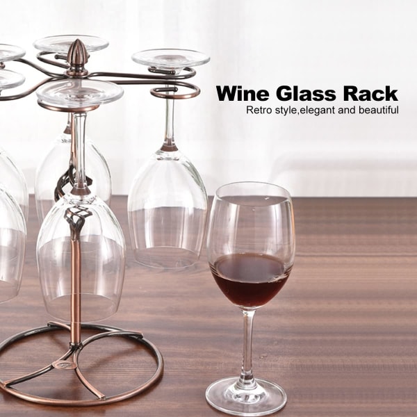 Vinglassholder, metallglassholder, vintage 6 kopper vinglassstativ, frittstående glassholder, vinstativer, glassholder