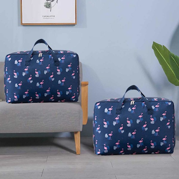 Sängkläder förvaringsväska, hopfällbar klädförvaring, flyttväska, hemorganisatör för täcken, kuddar, filtar (mörkblå) Navy Blue XXL