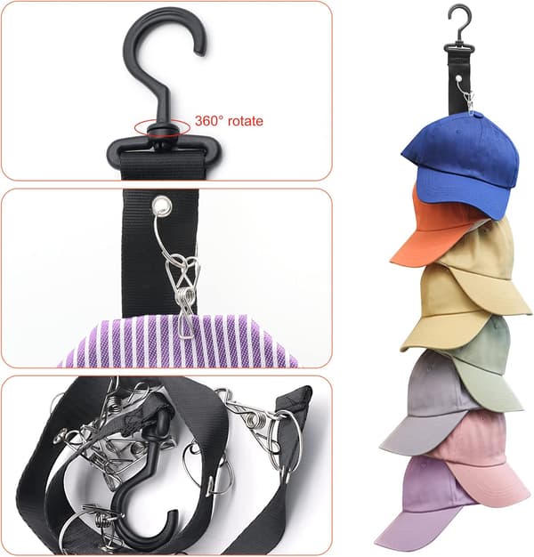 Baseball Cap Rack Closet Hook, 2 Pack Closet Hanging Storage Organizer