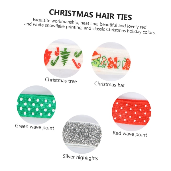 15 stk juleknyttet gummibånd Julehårsløjfe Julehårring Julelastisk hårbånd hårbånd