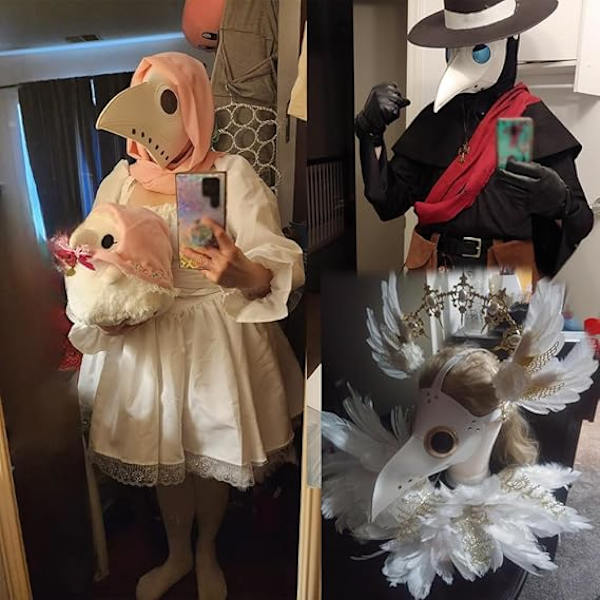 Plague Doctor Mask Retro Läder Steampunk Halloween Kostym Lång Näsa Fågel Näbb Cosplay Rekvisita Vit