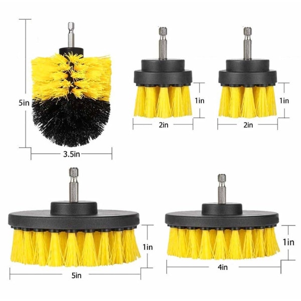 Drill Brushes Brush Attachment - 5 Pack Electric Drill Brush Kit - Great for Pool Tile, Bathroom Toilet, Ceramic Marble Car Automotive(Yellow 5 Pack)