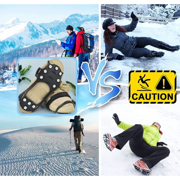 Crampons Jääpiikit Kengille Saappaille Liukueste Jääpidikkeet Vetopidikkeet 11 Terästappilla Talvikävelyyn Kiipeilyyn Vaellukseen Jääkalastukseen M M