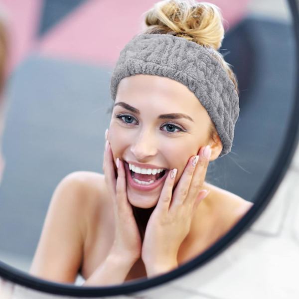 3 stk. Spa ansigtshovedbånd til makeup og ansigtsvask (grå)