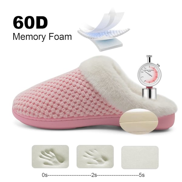 Damtofflor Minnesskumtofflor för kvinnor Bekväma Varma Mysiga Halkfria Inomhus Utomhus Hemtofflor40/41 Pink 40-41