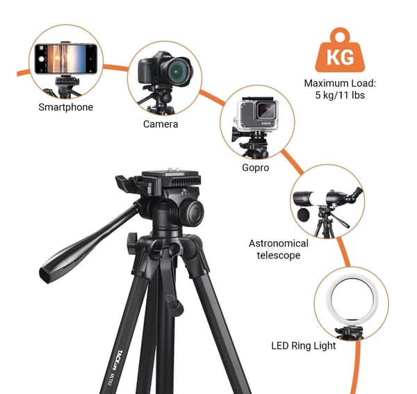 Bærbar Lett Bluetooth Tripod med Fjernkontroll og Avtakbar Kamerabase