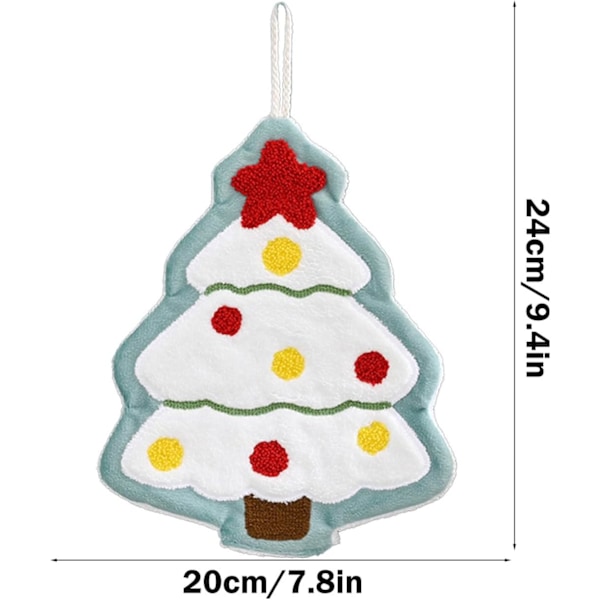 Julehåndklæder, Juletræ Snemand Klokker Håndklæder til Køkken og Badeværelse, Koralfleece Håndtørre Håndklæde, Juletræ