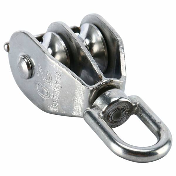 2 stk. dobbelt remskiveblok i 304 rustfrit stål kran drejelig krog dobbelt remskive rullebelastning (M20) M20