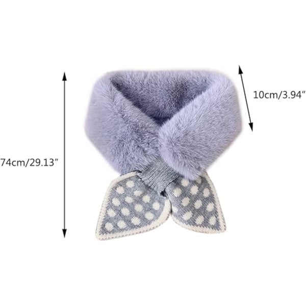 Sjal, for kryss-sjal kunstig pels krage sjal falsk krage barn polka dot sløyfe diamant, grå