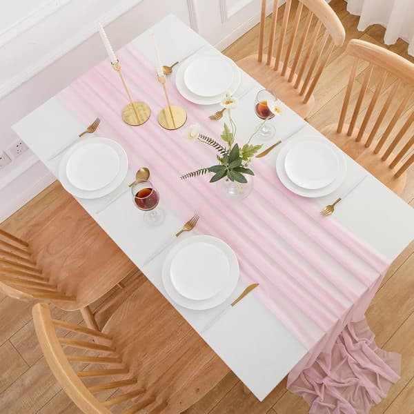 Chiffon bordslöpare - 300 x 70 cm - Rosa