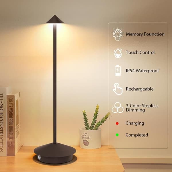 2-pak bordlampe / skrivebordslampe - Trådløs LED-lampe Brun