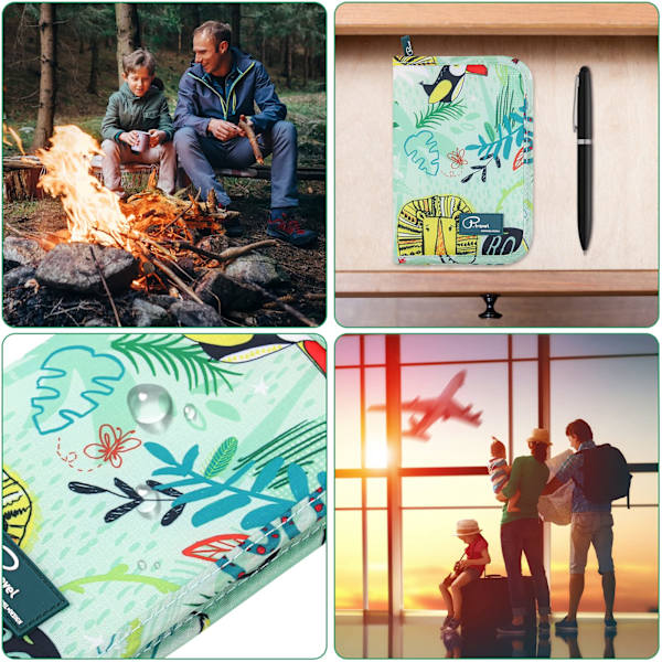 Rejsepas Tegnebog, Familie Pas Indehaver Dokumentarrangør - Jungle Trykt Jungle Printed