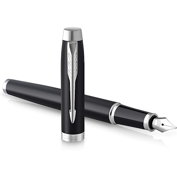 Fyldepen | Mat Sort med Kromdetaljer | 0,5 mm Medium Point Matte Black