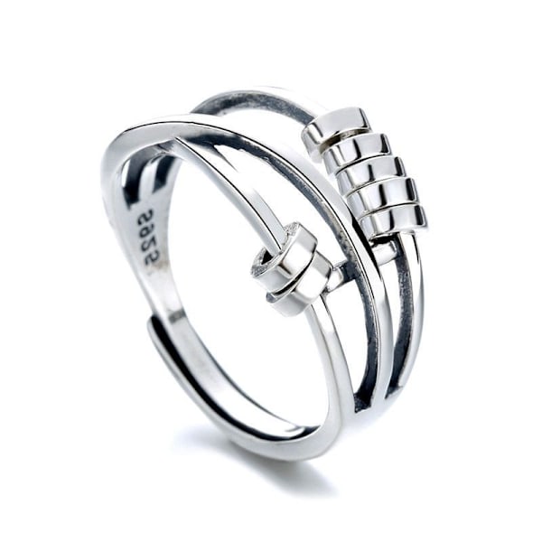Ångest Ring, Fidget Ring Ångest Ringar  Spinner Ring, Silverpläterade Fidget Ringar för Ångest Stressavlastare Spinner Ringar, Justerbara Ringar
