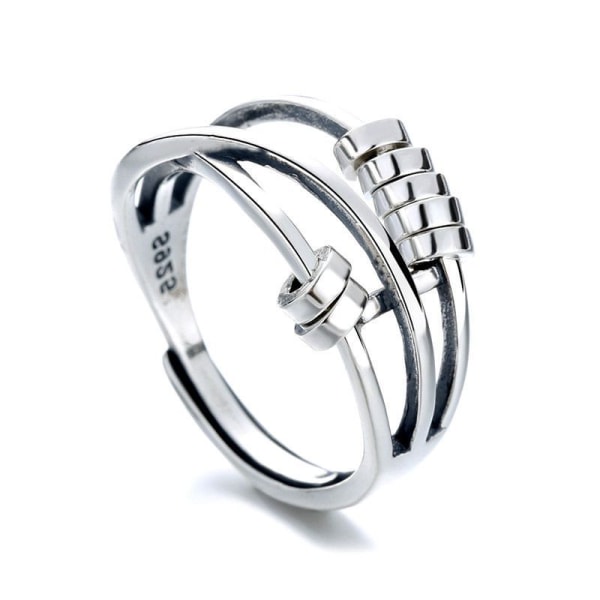 Angstring, Fidget Ring Angst Ringe  Spinner Ring, Sølvbelagt Fidget Ringe til Angst Stressaflastning Spinner Ringe, Justerbare Ringe