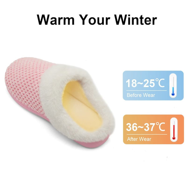 Damtofflor Minnesskumtofflor för kvinnor Bekväma Varma Mysiga Halkfria Inomhus Utomhus Hemtofflor 38/39 Pink 38-39