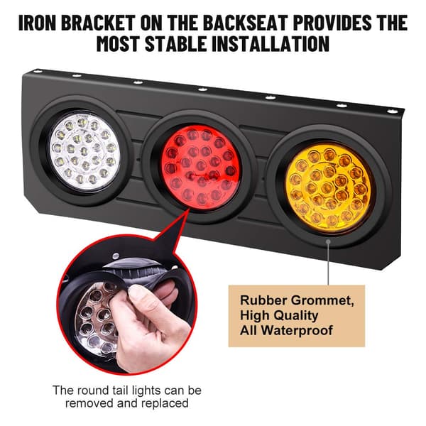 2PCS LED-trailerlyssett med jernbrakettbase LED-trailerlys egnet for RV/lastebiler/campingvogner/bil