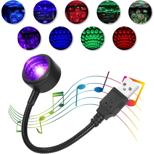 Atmosfærelys, Auto LED USB Tag Atmosfærelys Intelligent stemmestyring med 4 farver, Plug and Play