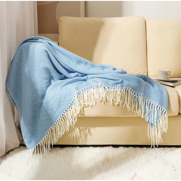 Koselig teppe, sengeteppe, sofa, ullpledd, teppe, pledd, sofateppe, fluffy sofateppe, merino teppe, fluffy varmt pledd blue 130*220cm
