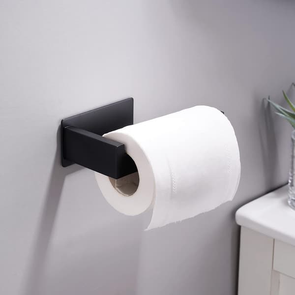 Selvklæbende toiletrulleholder - Ingen boring Mat sort rustfrit stål toiletrulleholder