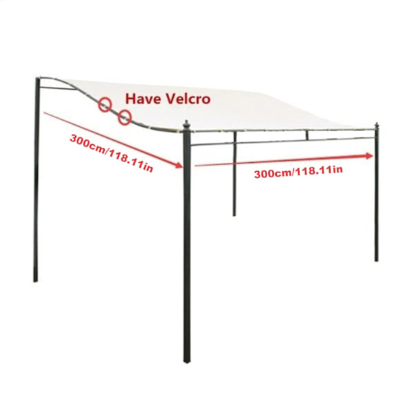 Pavillon Telt Udskiftningspresenning (3 x 3 m), Pergola Udskiftningscover, 300D Vandtæt Presenning, Udskiftningsmarkise (Intet Stativ)