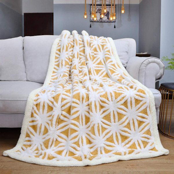 Blødt tæppe til sofaen - Varmt Sherpa-flannel tæppe til sofaen, tykt tæppe til sofaen, fluffy tæppe til sofaen yellow 130*160cm