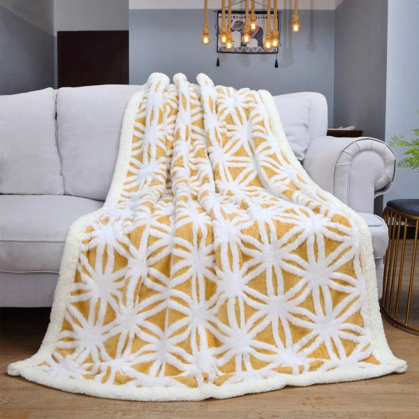 Filt Soffa Gosig Filt - Varm Sherpa Flanell Soffa Överkast Filt, Tjock Soffa Filt Soffa Filt, Fluffig Filt för Soffa yellow 150*200cm