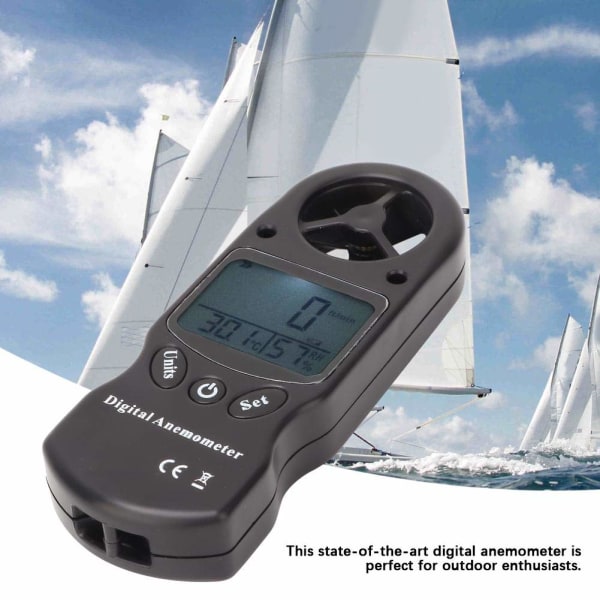 Anemometer, Digital Termometer, Multifunktionell Bärbar Anemometer Ansluten Anemometer Anemometrar för Vindsurfing, Segling