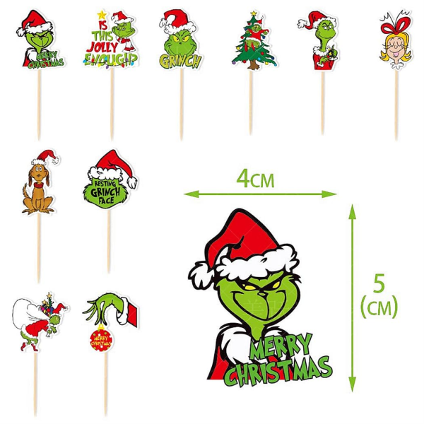 Kakestativ i papp Julecupcakestativ med 3-lags papp Julemonster Grinch Desserttårnholder Muffinsstativ Festrekvisita