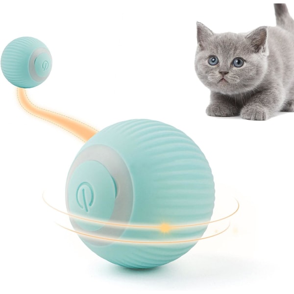 Kattelegetøj Elektrisk kattebold med LED-lys Automatisk 360 graders rullebold interaktivt kattelegetøj USB genopladelige elektriske kattebolde til katte (blå) Blue