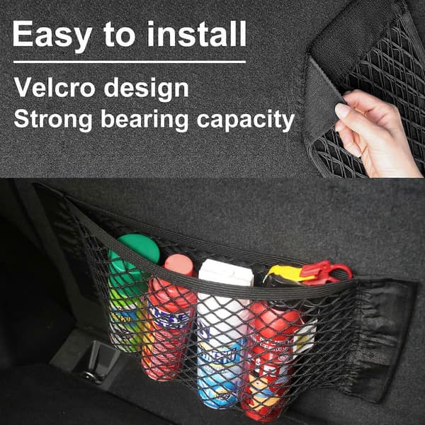 3 stk. Elastisk Velcro Bagagerumsnet til Opbevaring af Dagligvarer